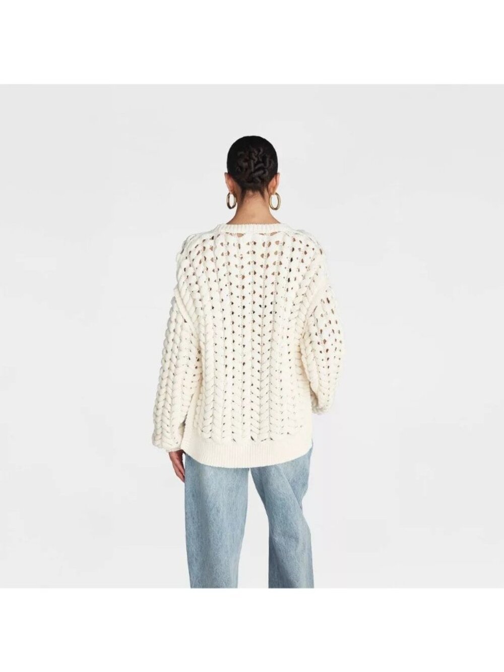 KBB by Kahlana The Chunky Knit Sweater Cream Color Heavy Sweater -- Size Medium - Picture 2 of 6